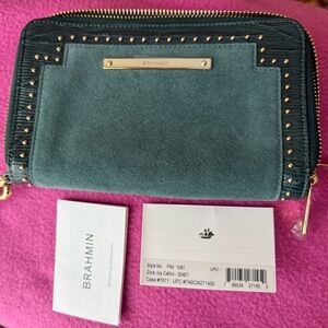 Brahmin Zora Women's Wallet in Ivy Cellini with gold studs